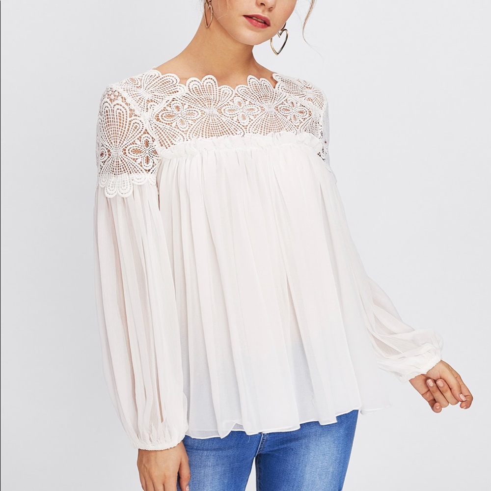 Semi sheer smock top